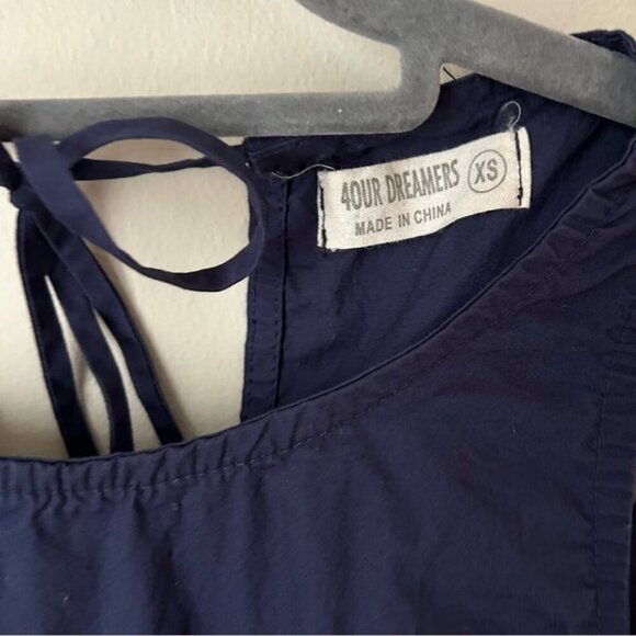 4our Dreamers Navy Blue Tiered Midi Sleeveless Boho Dress Women’s Size XS - Picture 3 of 7